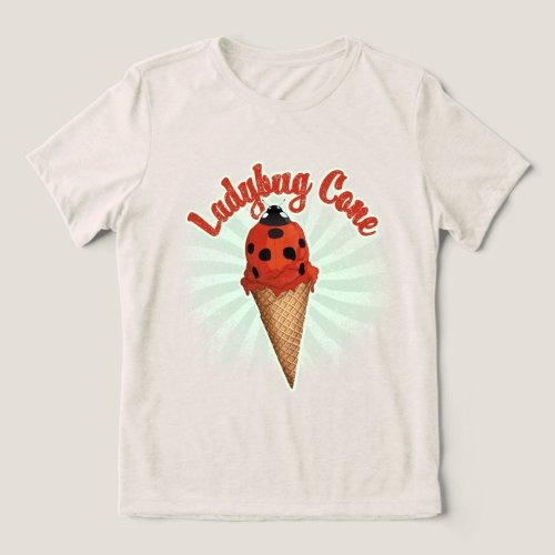 Retro Vintage Ladybug | Whimsical Ice Cream Art Tri-Blend Shirt