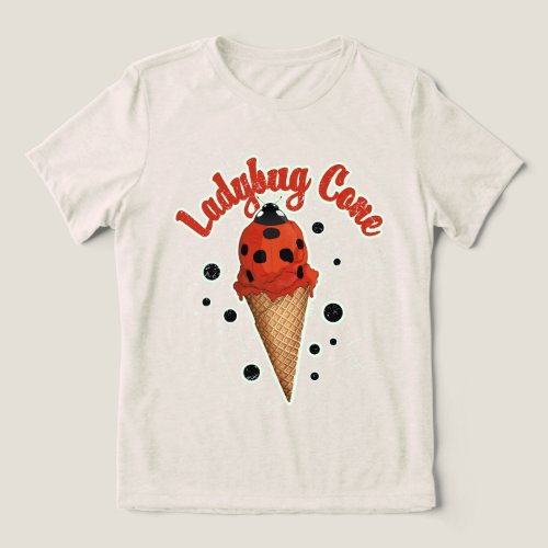 Retro Vintage Ladybug | Whimsical Ice Cream Art Tri-Blend Shirt