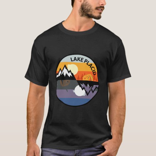 Retro Vintage Lake Placid New York Souvenir Campin T_Shirt