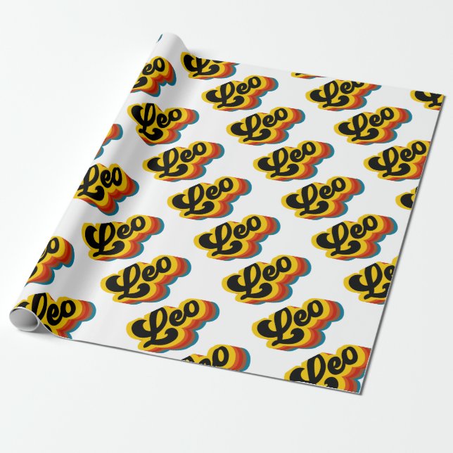 Retro Vintage Leo Wrapping Paper (Unrolled)
