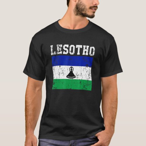 Retro Vintage Lesotho Flag Basotho Roots T_Shirt