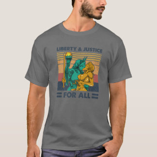 Retro Vintage Liberty And Justice For All LGBT Pri T-Shirt
