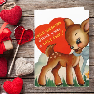 Retro Vintage Little Deer Custom Valentine's Day Holiday Card