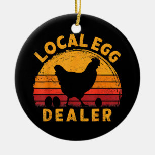 Retro Vintage Local Egg Dealer Farmer Chicken Egg  Ceramic Ornament