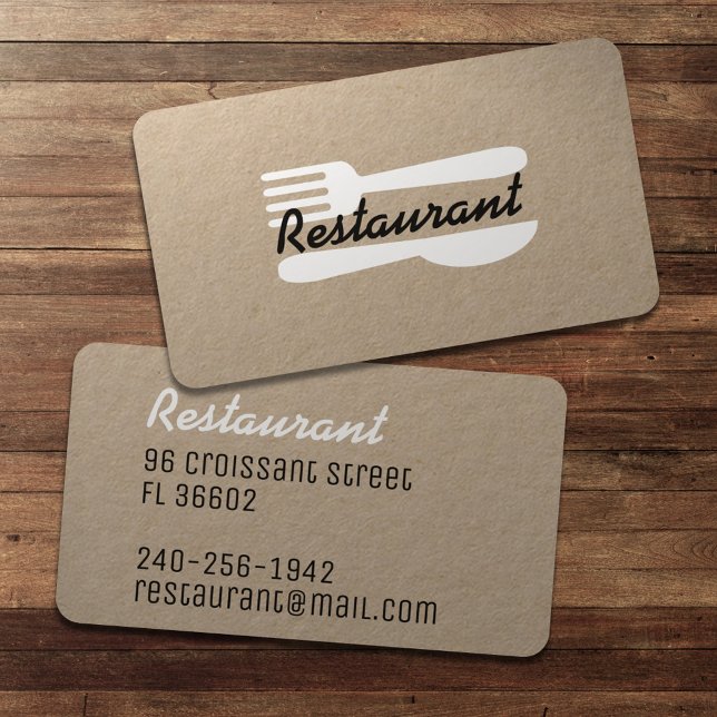 Retro Vintage Logo Restaurant & Kitchen Channel Business Card (Creator Uploaded)
