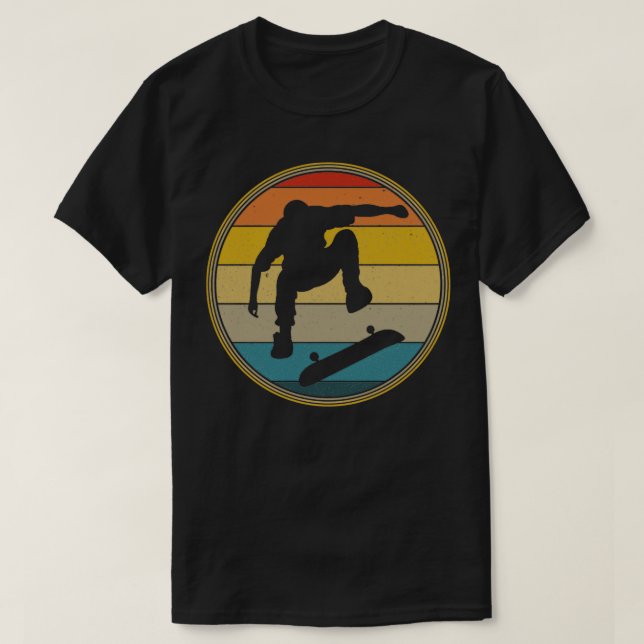 Retro Vintage Long Board Skateboarding Design T-Shirt (Design Front)