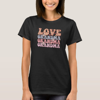 Retro Vintage Love Grandma Stacked Funny Grandma V T-Shirt