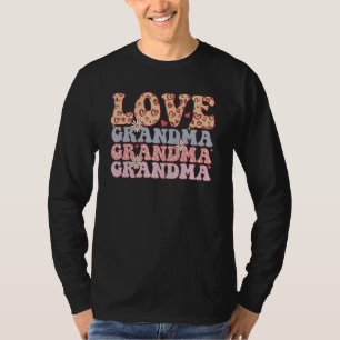 Retro Vintage Love Grandma Stacked Funny Grandma V T-Shirt
