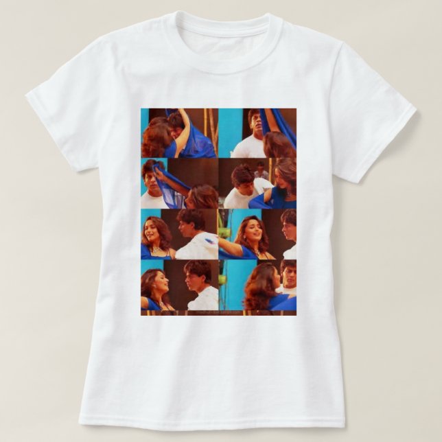 Retro Vintage Madhuri Dixit Shahrukh Khan T-Shirt (Design Front)
