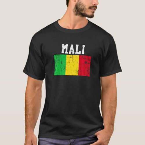 Retro Vintage Mali Flag Malian Roots T_Shirt