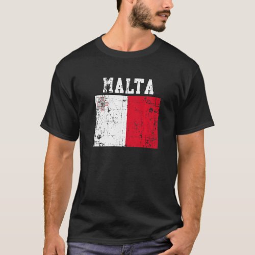 Retro Vintage Malta Flag Maltese Roots   T_Shirt