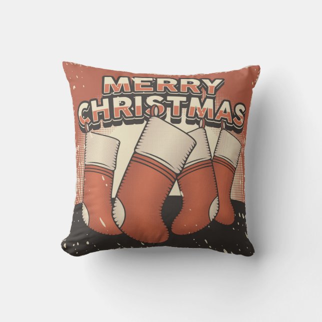 Retro Vintage Man Cave Christmas stocking Throw Pillow (Front)