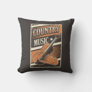 Retro Vintage Man Cave Country Music Throw Pillow