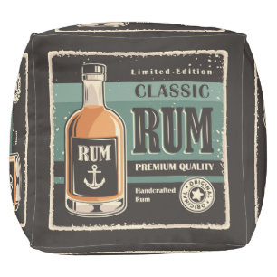 Retro Vintage Man Cave Rum Pouf