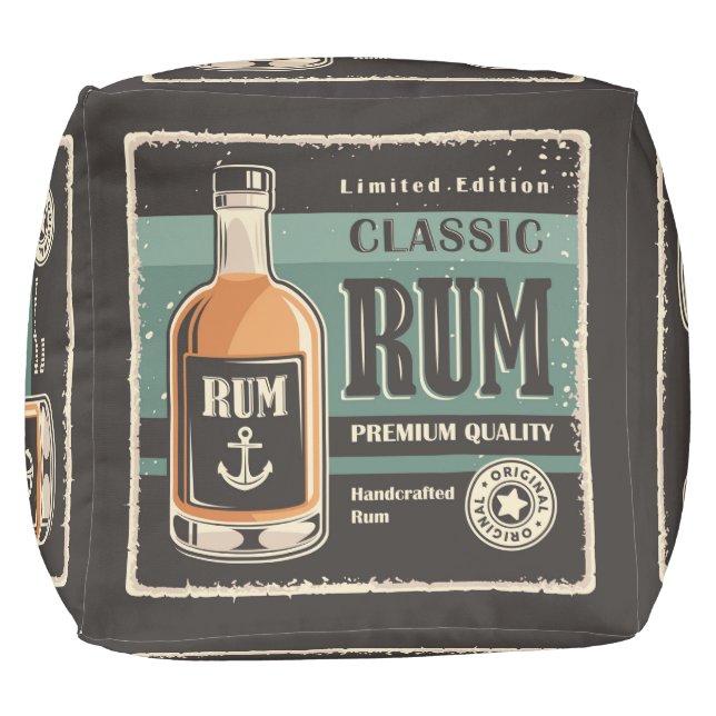 Retro Vintage Man Cave Rum Pouf (Bottom)