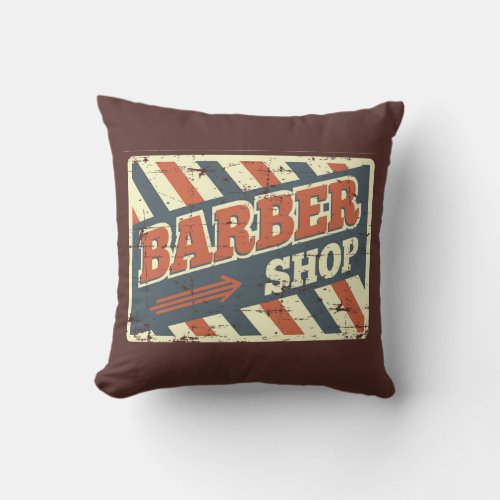 Retro Vintage Man Cave Rustic Barber Arrow Throw Pillow
