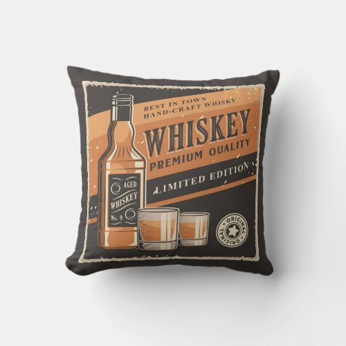 Retro Vintage man cave Whiskey party Throw Pillow