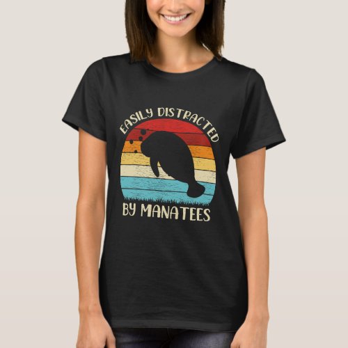Retro Vintage Manatee Lover Easily Distracted By M T_Shirt