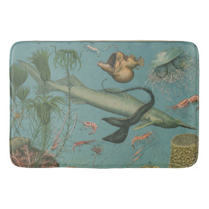 Retro vintage marine biology ocean fish bath mat