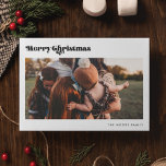 Retro Vintage Merry Christmas 2 Photo Holiday Card<br><div class="desc">Merry Christmas card: a retro black and white design,  with a mid century modern typography and 2 family pictures to add</div>