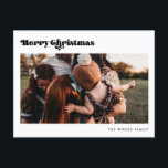 Retro Vintage Merry Christmas 2 Photo Holiday Postcard<br><div class="desc">Merry Christmas postcard: a retro black and white design,  with a mid century modern typography and 2 family pictures to add</div>
