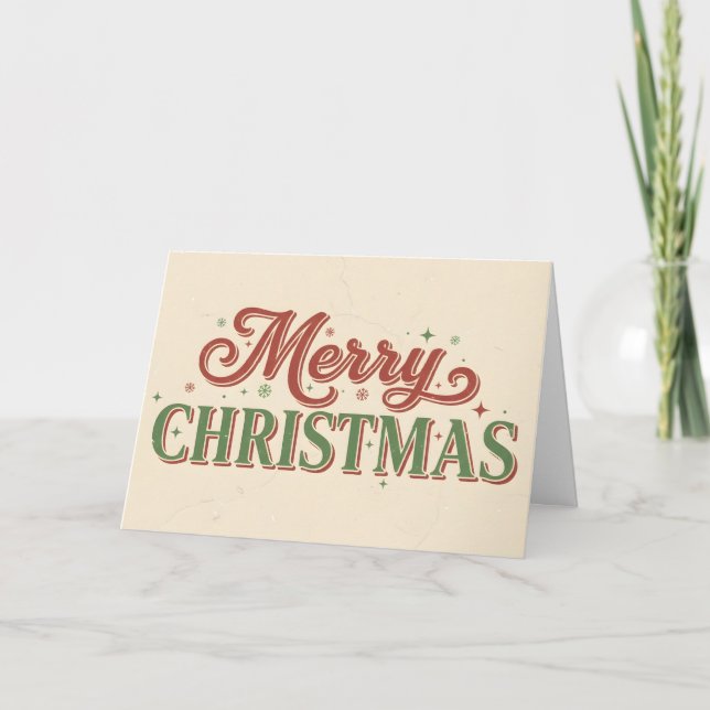 Retro Vintage Merry Christmas Holiday Card (Front)