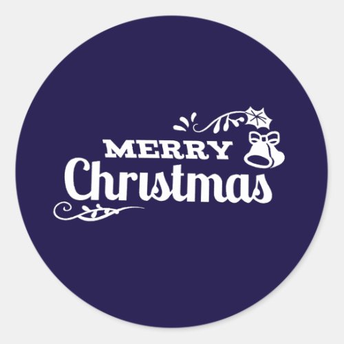 Retro Vintage Merry Christmas Lettering Classic Round Sticker