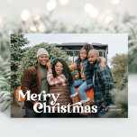 Retro Vintage Merry Christmas Photo Card<br><div class="desc">Our Retro Vintage Merry Christmas photo card features a full bleed photo and retro styled type overlay. You can edit the color of the backer or add more photos and text.</div>