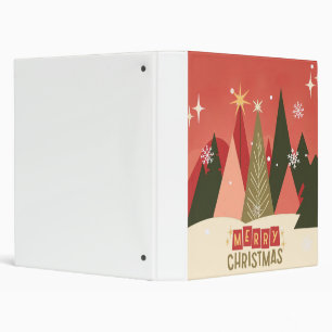 Retro/Vintage Merry Christmas tree 3 Ring Binder