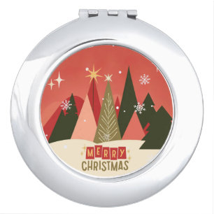 Retro/Vintage Merry Christmas tree Compact Mirror