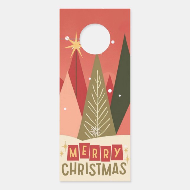 Retro/Vintage Merry Christmas tree Door Hanger (Front)