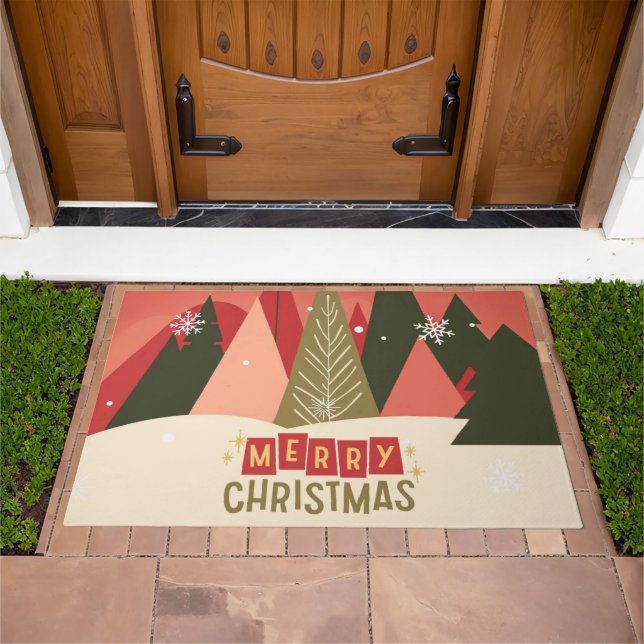 Retro/Vintage Merry Christmas tree Doormat (Outdoor)