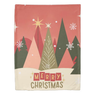 Retro/Vintage Merry Christmas tree Duvet Cover