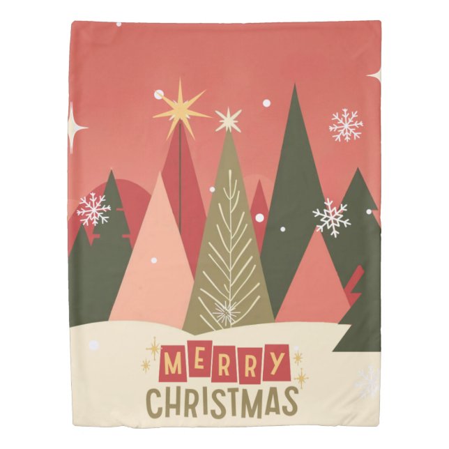 Retro/Vintage Merry Christmas tree Duvet Cover (Front)