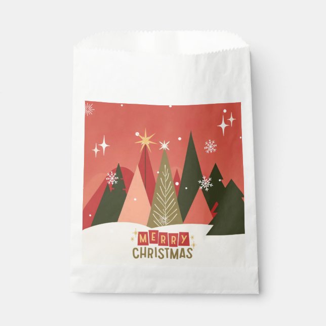 Retro/Vintage Merry Christmas tree Favor Bag (Front)