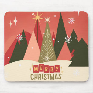 Retro/Vintage Merry Christmas tree Mouse Pad