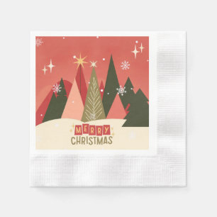 Retro/Vintage Merry Christmas tree Napkins