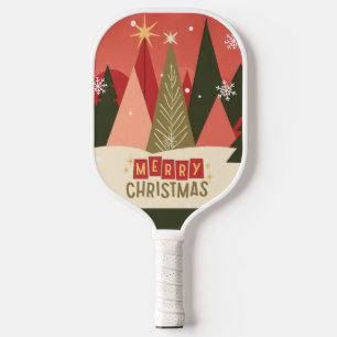 Retro/Vintage Merry Christmas tree Pickleball Paddle