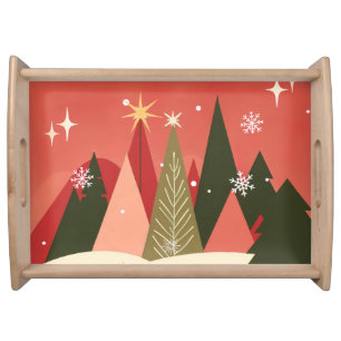 Retro/Vintage Merry Christmas tree Serving Tray
