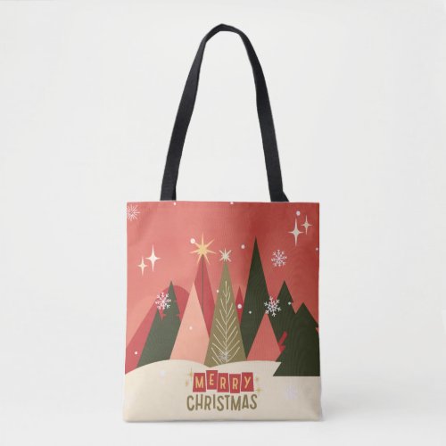 RetroVintage Merry Christmas tree Tote Bag