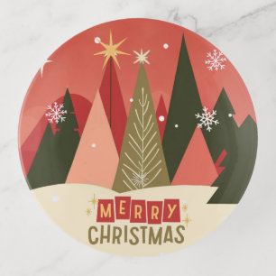 Retro/Vintage Merry Christmas tree Trinket Tray
