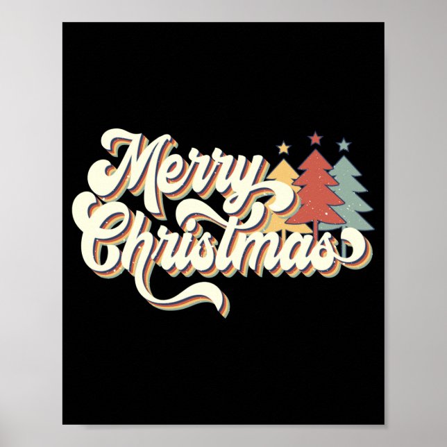 Retro Vintage Merry Christmas Tygraphy  Poster (Front)