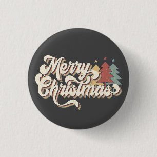 Retro Vintage Merry Christmas Typography Button
