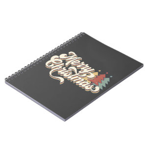 Retro Vintage Merry Christmas Typography Notebook