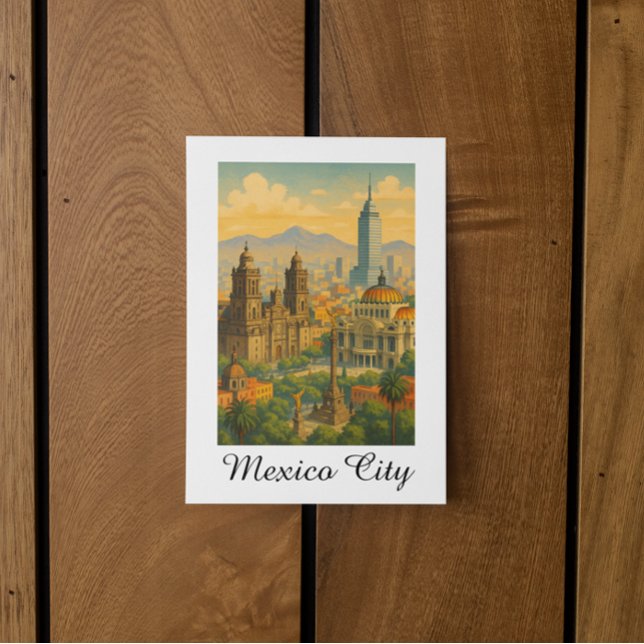 Retro Vintage Mexico City CDMX Travel Postcard (Retro Vintage Mexico City CDMX Travel Postcard)