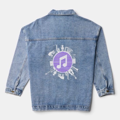 Retro Vintage Mic Music Rock Musician Jazz Songwri Denim Jacket