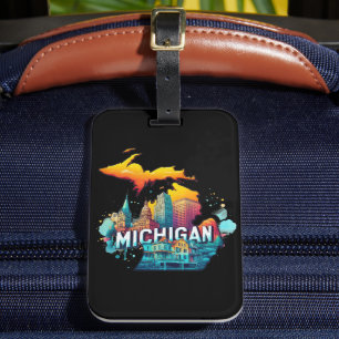 Retro Vintage Michigan State Map Luggage Tag