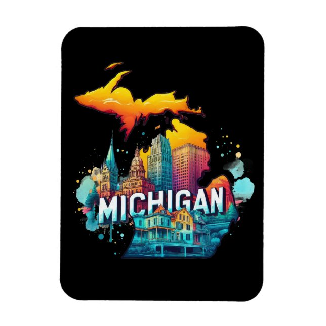 Retro Vintage Michigan State Map Magnet (Vertical)
