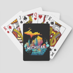 Retro Vintage Michigan State Map Poker Cards