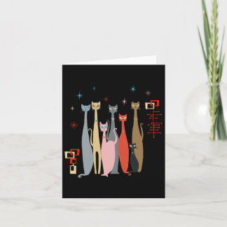 Retro Vintage Mid-century Cats Modern Look 50s 60s Card